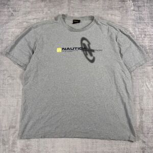 Nautica Competition Shirt Mens XL Gray Vintage 90s Oversized Hip Hop Made in USA